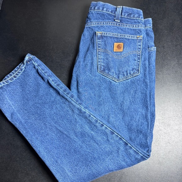 Carhartt Other - Carhartt Jeans Mens 36x30 Blue Solid Relaxed Fit B480-DVB Denim Work Pants